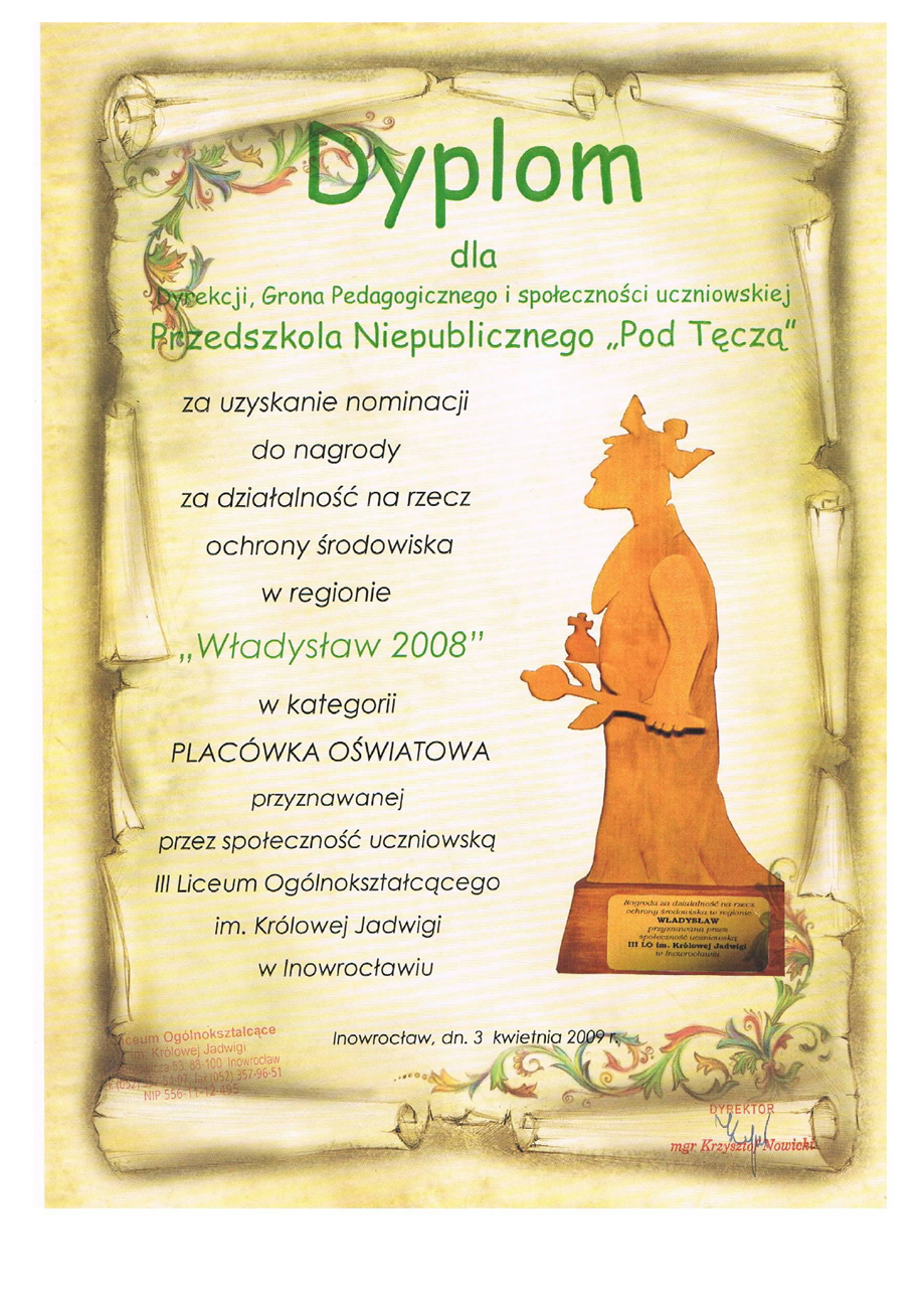 Ochrona Środowiska – Nominacja do tytułu Władysław 2008 - skan