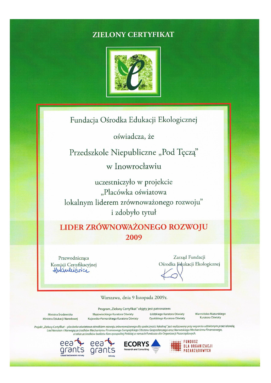 Lider Zrównoważonego Rozwoju 2009 - skan