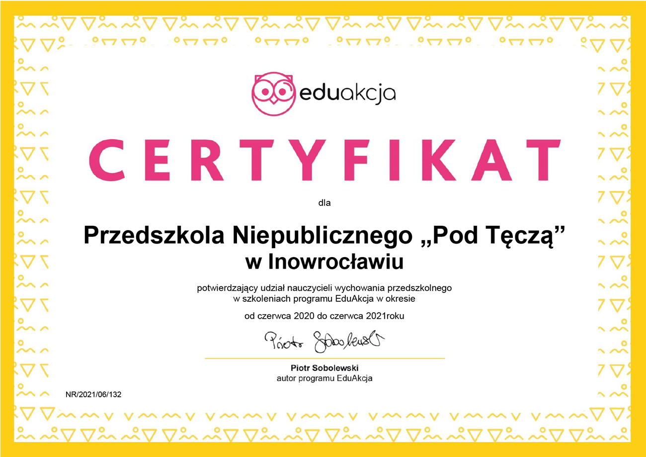 Certyfikat 2021 EduAkcja - skan