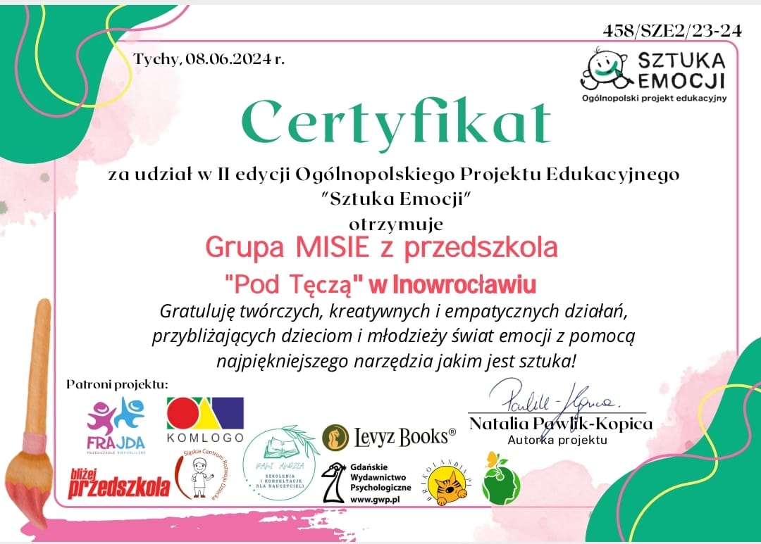 Sztuka emocji. Ogólnopolski projekt edukacyjny - skan
